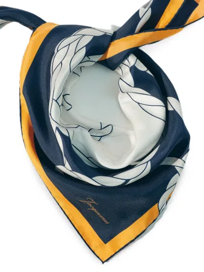 Jacquemus The Hippocampe Seahorse Silk Scarf In Blau