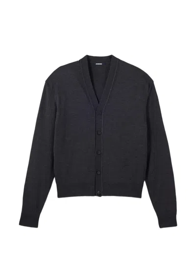 Jacquemus The J Embroidered Cardigan In Gray