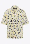 Jacquemus Yellow Cotton Jean Shirt With Playful Leaf Pattern In Yellow