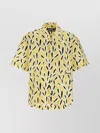 Jacquemus Yellow Cotton Jean Shirt With Playful Leaf Pattern