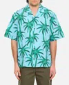 Jacquemus Short-sleeved Shirt With Tropical Palm Tree Print In Sky Blue