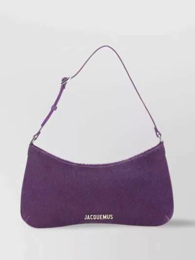 Jacquemus The Kiss Shoulder Bag With Fur Texture In Purple