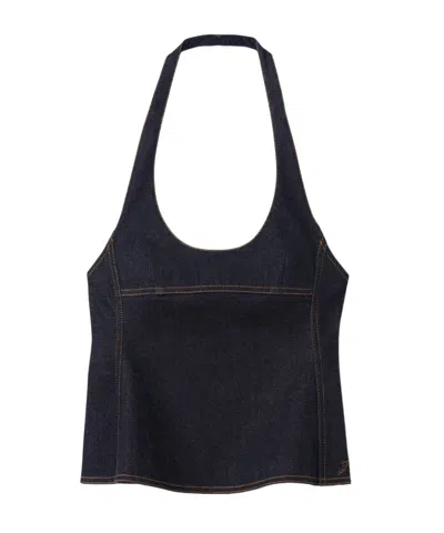 Jacquemus Denim Halterneck Top In Blue