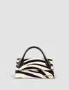 Jacquemus Black And White Zebra Le Chiquito Long Small Leather Top-handle Bag In Black And White Zebra
