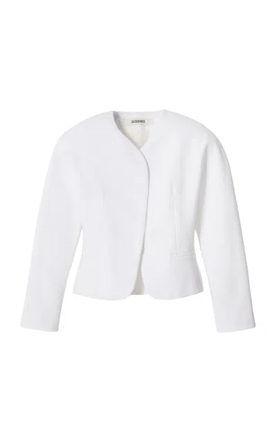 Jacquemus The Little Ovalo Cropped Jacket In White