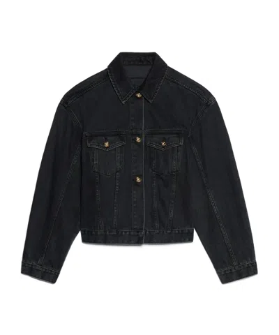 Jacquemus La Veste De Nimes Black Jacket With Rear Belt In Denim Woman