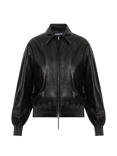 Jacquemus The Losange Leather Jacket In 블랙