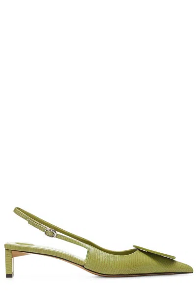Jacquemus 40mm The Low Duelo Slingback Pumps In Green