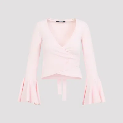 Jacquemus The Maille Mini Cardigan In Pink & Purple