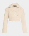 Jacquemus Nîmes Meio Copped Denim Jacket In Croco Beige
