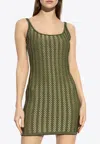 Jacquemus La Robe Marino Patterned Knitted Mini Dress In Green