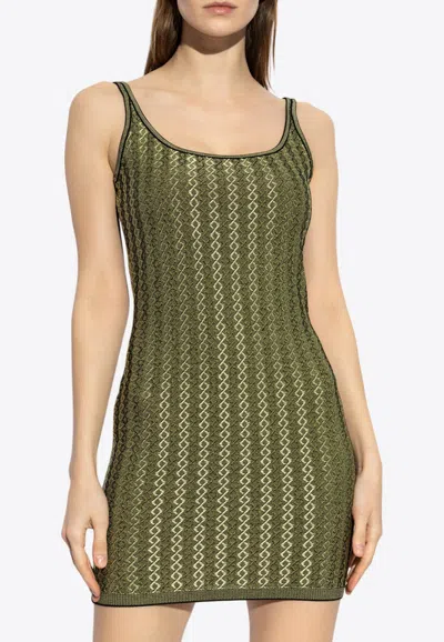 Jacquemus La Robe Marino Patterned Knitted Mini Dress In Noir