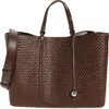 Jacquemus The Marino Woven Faux Leather Horizontal Shopper Bag In Dark Brown