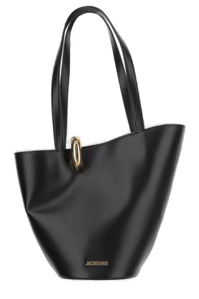 Jacquemus The Medium Bambola Medium Asymmetric Bucket Bag In Black