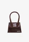 Jacquemus Le Chiquito Moyen Croc-embossed Leather Top-handle Bag In Brown