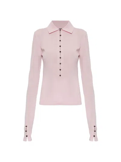 Jacquemus The Merino Long-sleeve Polo Shirt In Pink