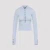 Jacquemus Long Sleeve Merino Polo With Button Detail In Blue