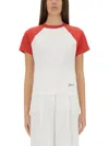 Jacquemus Raglan T-shirt With Red Sleeves And Subtle Logo