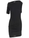 Jacquemus Draped One Shoulder Mini Dress In Black