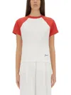 Jacquemus Raglan T-shirt With Red Sleeves And Subtle Logo In Multicolour