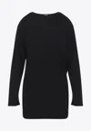 Jacquemus Mistral Dress Crew Neck Draped Back In Black