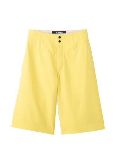 Jacquemus The Moisson Logo-embroidered Shorts In Yellow