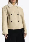 Jacquemus The Mojave Double-breasted Shearling Coat In Cream
