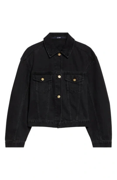 Jacquemus 'la Veste De Nimes' Black Jacket With Rear Belt In Denim Woman