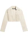 Jacquemus Womens  Croc-effect Cropped Denim Jacket In Nude