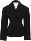 Jacquemus Structured Wool Jacket Exaggerated Shoulders In Schwarz