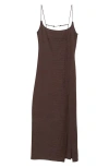Jacquemus The Notte Charm Logo Crocodile Jacquard Midi Dress In Croco Brown