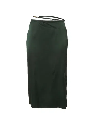Pre-owned Jacquemus The Notte Satin Midi Skirt In Green