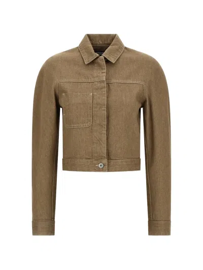 Jacquemus The Ovalo Cargo Cotton Jacket In Brown