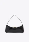Jacquemus Curved Gold Handle Shoulder Bag In Black