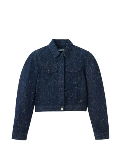 Jacquemus The Ovalo De-nîmes Denim Jacket In Blue