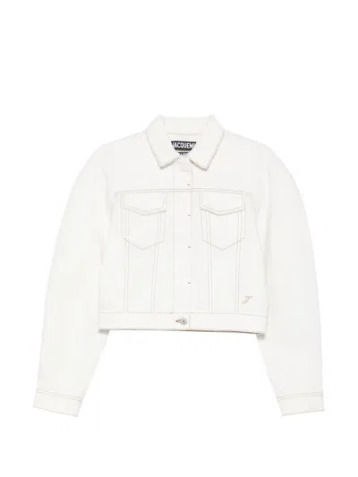 Jacquemus The Ovalo De-nîmes Denim Jacket In Neutral