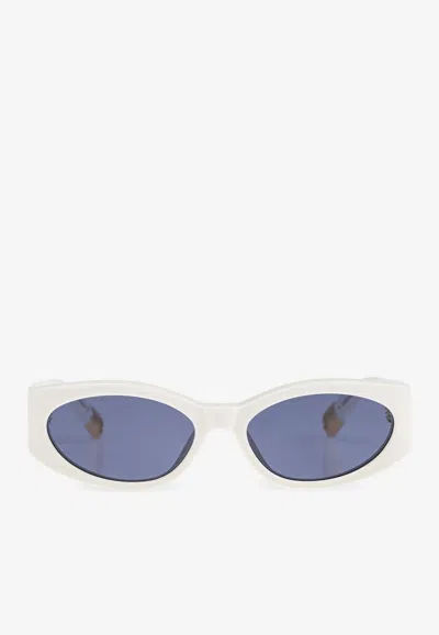 Jacquemus The Ovalo Logo Sunglasses In Blue