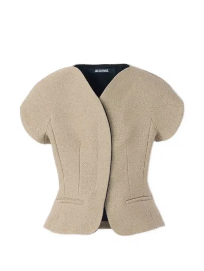 Jacquemus La Veste Oval Wool-blend Blazer In Neutral