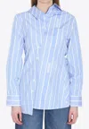 Jacquemus Tailored Striped Shirt With Design And Signature Detailing In Blue