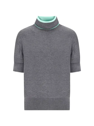 Jacquemus The Pablo Knit Short-sleeve Cashmere Sweater In Gray