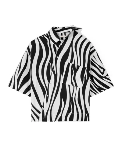 Jacquemus The Pablo Short-sleeve Shirt In Print Zebra Arty White Black