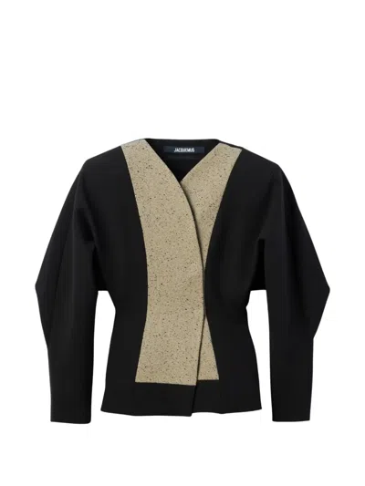 Jacquemus Paloma Paneled Cotton And Wool-blend Jacket In Multi