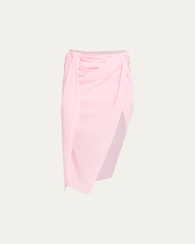 Jacquemus The Pareo Draped Sarong Midi Skirt In Pink