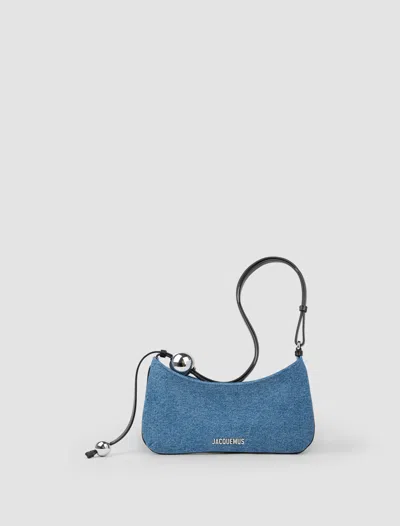 Jacquemus Le Bisou Perle Denim & Leather Hobo Bag In Blue