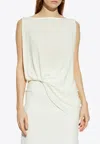 Jacquemus Le Haut Peplo White Top With Square Neck And Cut-out On The Side In Viscose Blend Woman In White