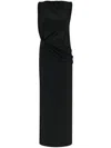 Jacquemus La Robe Peplo Black Long Dress With Square Neck And Cut-out Detail On The Side In Viscose Blend Woma In Black
