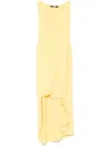 Jacquemus Draped Yellow Mini Dress With Unique Hem Knot