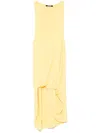 Jacquemus Draped Yellow Mini Dress With Unique Hem Knot In Yellow