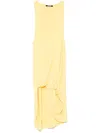 Jacquemus Draped Yellow Mini Dress With Unique Hem Knot In Yellow