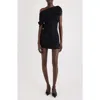 Jacquemus The Pesce Draped Shoulder Compact Crepe Minidress In Black